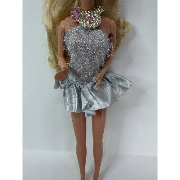W/ NECKLACE Vintage 1987 Jewel Secrets Barbie Doll #1737 in Silver Mini Dress + - Picture 4 of 14